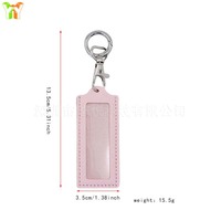 Porte-clés en cuir PU avec porte-badge d'identification à fenêtre transparente et mousqueton, étiquette nominative personnalisée pour sac