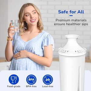 Cartouches de filtre à eau de remplacement en charbon actif de haute qualité, design classique pour pichet, pour usage domestique - Product Image 2