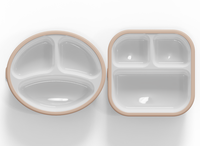 Ensemble d'assiettes et de bols pour bébé à motifs de dessins animés modernes, en porcelaine et silicone, sans BPA, passe au micro-ondes, passe au lave-vaisselle, antidérapant, avec ventouse