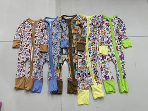 Zs 도매 서양 어린이 올인원 의류 풍선 디자인 생일 선물 유기농 대나무 지퍼 옷 아기용 - Product Image 5