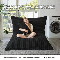 Ensemble de fauteuils poufs MAXYOYO XXL en tissu corduroy, amovibles, pliables, avec rembourrage en mousse géante et moelleuse, grand coussin de sol pour adultes