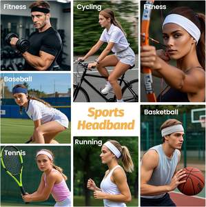 Paquete de 6 Diademas Elásticas Anchas de Poliéster para <span class=keywords><strong>Hombre</strong></span> y Mujer |   Bandas elásticas para el cabello, suaves, antideslizantes y deportivas, para entrenamientos y uso diario al aire libre - Product Image 4