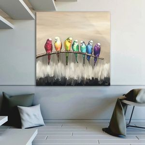 100% décoration de la maison peinte à la main perroquets colorés <span class=keywords><strong>peinture</strong></span> d'oiseaux à la main à l'<span class=keywords><strong>huile</strong></span> animale - Product Image 3