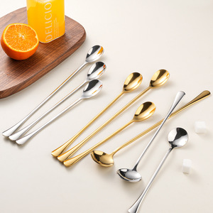 Cuillère à mélanger en acier inoxydable poli miroir de 28 cm, cuillère à <span class=keywords><strong>glace</strong></span> pour cadeaux d'affaires, cuillères à dessert pour sundae, <span class=keywords><strong>latte</strong></span>, <span class=keywords><strong>macchiato</strong></span> - Product Image 1