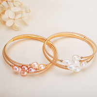 Bracelet en perles ouvertes HECATE, style Ins pour femmes, perles d'eau douce de 6-7 mm, bracelet en fil enroulé, fait main
