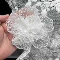 GCW-2410010-7 Applique en dentelle 3D à fleurs, perles et paillettes pour robes de mariée