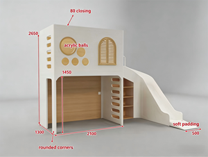 Camas Infantiles de Lujo con Materiales Ecológicos, Muebles de Dormitorio, Camas <span class=keywords><strong>Montessori</strong></span> con Tobogán en Forma de Arco y Armario de Almacenamiento - Product Image 5