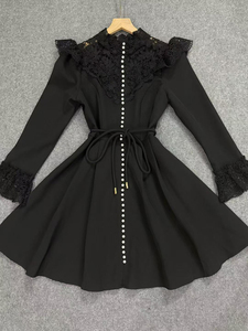 Nouvelle Robe Vintage Printemps-Été 2026 à Taille Empire, Longueur au-dessus du Genou, avec Broderie, Dentelle et Ceinture - Product Image 3