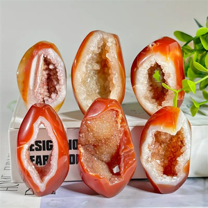Tinh thần hang động tinh thể thủ công mỹ nghệ trứng hình tự nhiên màu đỏ Carnelian geode cụm Đối với trang trí nội thất, đồ trang sức làm & phụ kiện - Product Image 1