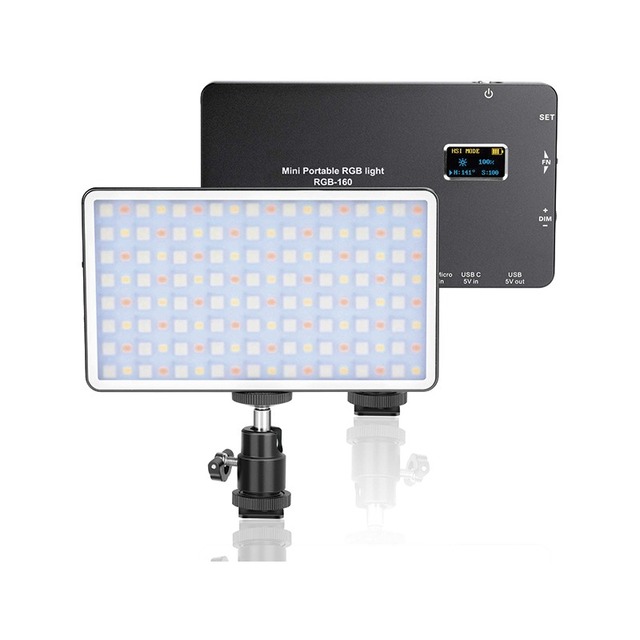 RGB-160 Rechargeable Color Temperature Adjustable Built-in Lithium Battery 4500mAh LED Video Light Photography Light