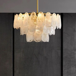 Sau khi hiện đại LED đám mây Frosted Glass Chandelier pháp Chic Vàng Vòng/dài ánh sáng mặt dây chuyền phòng khách Đèn trần - Product Image 1