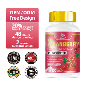 Tabletas de Vitamina C con Probióticos DUOZI Cranberry Plus, 100 Unidades, Suplemento Herbal para el Apoyo del Tracto Urinario, Sin Gluten - Product Image 1
