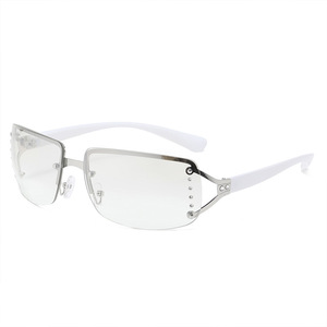 1024 Lunettes de soleil élégantes sans monture les plus vendues sur <span class=keywords><strong>Amazon</strong></span> pour femmes et hommes - Style millennial chic, monture carrée, accents diamant, UV400 - Product Image 6