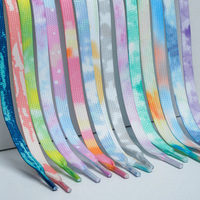 WEGOODZF Lacets plats imprimés colorés personnalisés de couleur ciel étoilé lacets dégradés de 8MM de large pour baskets et chaussures décontractées