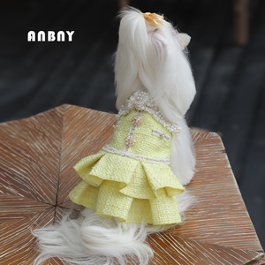 Automne hiver robe de princesse élégante pour petits chiens chaud caniche <span class=keywords><strong>maltais</strong></span> Polyester vêtements pour animaux de compagnie LittleStyle motif solide - Product Image 3