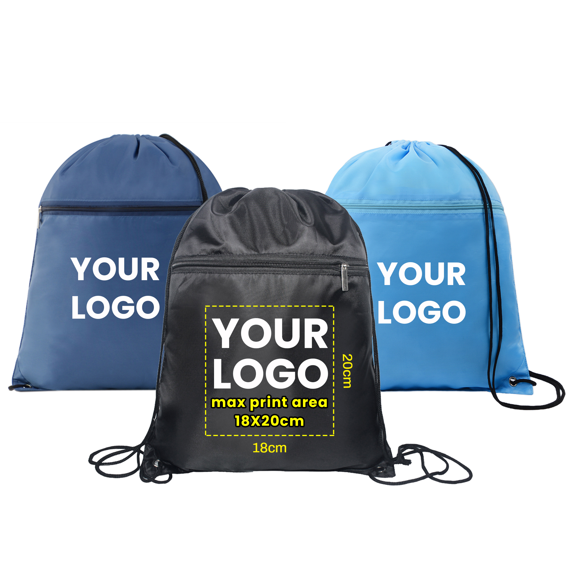 Pattern Casual Customizable Daypack Drawstring Backpack Zip