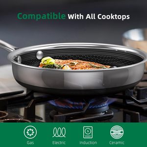 Set di padella a 6 pezzi <span class=keywords><strong>3</strong></span> strati in acciaio inossidabile a nido d'ape padella per cucina, pentole ibride antiaderenti - Product Image 5