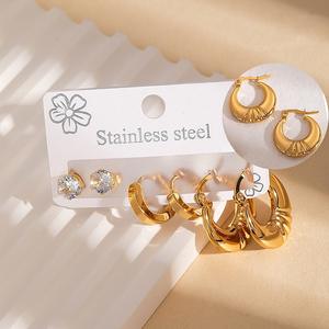 Juego de 3 Pares de Aretes de <span class=keywords><strong>Aro</strong></span> de Acero Inoxidable de Moda con Circonita, Corazón y Estrella para Mujer, Regalos para Fiestas - Product Image 6