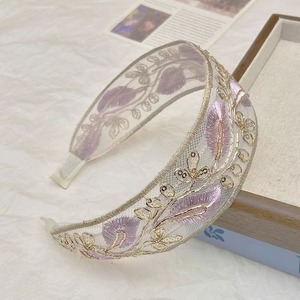 Nueva Diadema de Plumas con Diseño de Girasol y Flor de la Fortuna, Bordada, de Borde Ancho, de Lujo Ligero, con Dientes Internos Antideslizantes, Accesorios - Product Image 4