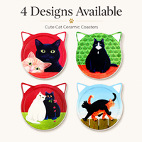 Sous-verres pour amoureux des chats, cadeau amusant en céramique imprimé UV, résistant à la chaleur, antidérapant, accessoires de décoration mignons pour la maison et la cuisine
