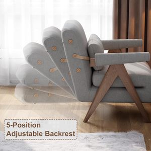 Grey Residential Convertible <strong>Sofa</strong> <strong>Bed</strong> Chair Midcentury Modern Eco-Friendly Wood <strong>Frame</strong> for Adults Living Room Bedroom SF023 - Product Image 4