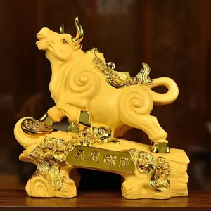 Estatua de resina chapada en oro, año del zodiaco, rata, buey, Tigre, conejo, dragón, serpiente, caballo, oveja, mono, gallo, perro, cerdo, 2023