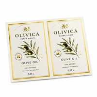 Étiquettes personnalisées haut de gamme pour huile d'olive, logo en feuille d'or métallique, autocollantes, imperméables, résistantes à l'huile, impression d'étiquettes pour bouteilles