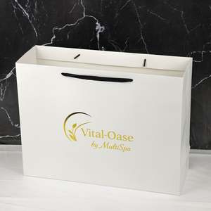 Sacs en papier avec poignée en coton personnalisés recyclables pour l'emballage de boutiques, sacs en papier avec poignée pour l'emballage de cadeaux, sacs de shopping - Product Image 5