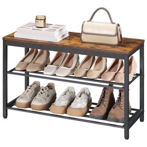 <b>Shoe</b> <b>storage</b> table, entrance workbench organizer, three-tier wall cabinet <b>shoe</b> rack, wrought iron <b>shoe</b> rack with wooden top. - Product Image 1