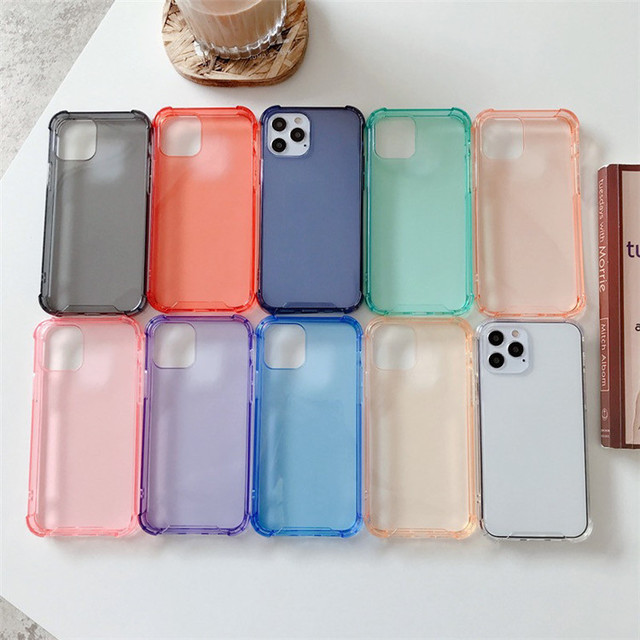 Clear Shockproof Phone Case for iPhone 12 12 Mini 12 Pro Max Solid Candy Soft TPU Silicone Back Cover