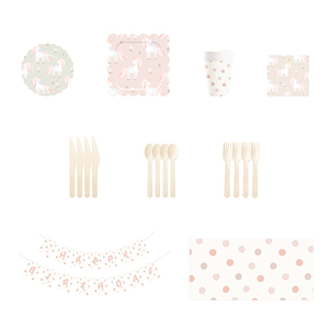 Assiettes en papier, gobelets en papier et serviettes DAMAI à pois roses licorne pour fête d'anniversaire d'enfants, baby shower, ensemble de vaisselle jetable en papier - Product Image 2