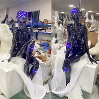 Magasin de vêtements personnalisés lumière Sexy femme dame bricolage Home Decor Mirror Props Robot Sexy Girl Galvanoplastie Human Statue Sculptures