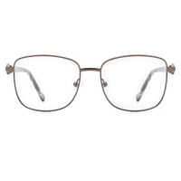 Monture de lunettes optiques carrées en métal argenté de luxe avec logo personnalisé, pour femmes, en acétate, design tendance