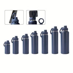 Botella Deportiva Personalizada Azul Marino, Aislada al Vacío para Mantener Bebidas Frías y Calientes, Botella de Agua para Gimnasio - Product Image 4