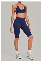 Nouvel ensemble de yoga respirant 2 pièces pour femme 2026 – Soutien-gorge de sport à col en V et leggings capri taille haute à séchage rapide pour l'entraînement et la gym