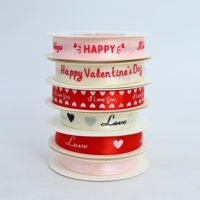 Ruban rose tissu satiné Logo personnalisé amour décoration arc saint valentin arrangements floraux fête vacances robe emballage cadeau
