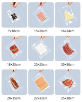 Op maat gemaakte 3-zijdig gesealde PA PE nylon transparante vacuümzakken, food grade, hitteverzegelbaar, op maat bedrukt, voor diepvriesvoedselverpakking