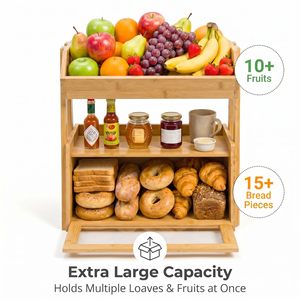 Étagère de rangement en bambou Lanbaoda 3 niveaux avec boîte à pain pour l'organisation des aliments dans la cuisine - Product Image 4