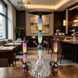 Gradient Woven Hookah Set Double Hose Shisha Pipe <b>Crystal</b> Glass Base Modern Smoking Accessory - Product Image 5