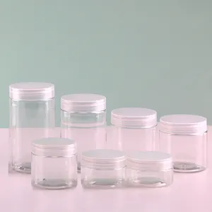 Food Grade 15ml 30ml 80ml 100ml 120ml Cosmetic Cream Body Scrub Butter PET 1oz 4oz 6oz 8 Oz 12oz Clear Plastic Jars With Lids