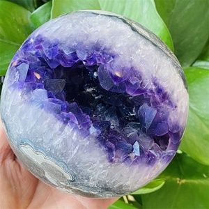 Bola de geoda de cristal púrpura Natural, Bola de amatista con agujero de racimo, esfera curativa, decoración de amatista - Product Image 4