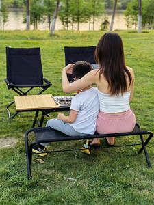 Banc de camping pliable portable en maille, tabouret de camping double, chaise pour l'extérieur - Product Image 2