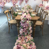 Décoration de toile de fond de mariage artificielle 5D de 8 pieds faite à la main, chemin de table floral en roses, centre de table pour événements, arrangement floral en rangée pour