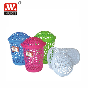 With lids wholesale colored plastic round laundry hamper plastic laundry basket 25L