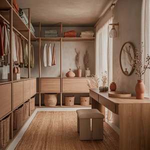 Armoire sur mesure avec entrée, design de meubles de chambre à coucher moderne avec porte miroir et étagère à chaussures - Product Image 4