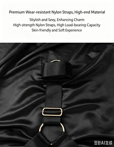 สายรัดติดเตียงแบบ BDSM สีดำ ปรับได้ พร้อมห่วงโลหะ สำหรับการเล่นสำหรับผู้ใหญ่ - Product Image 5