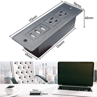 Bureau d'hôtel meubles de conférence 3 USB 2 prises multiprise conducteur en cuivre PVC USA encastré Table à monter en surface