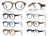Montures optiques rondes vintage TR90 à monture complète, verres anti-lumière bleue, lunettes de myopie, vente en gros multicolores pour homme et femme