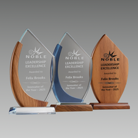 Trophée moderne en cristal de verre avec options d'accentuation bleu, vert, rouge, logo et texte gravés en profondeur pour les récompenses d'entreprise