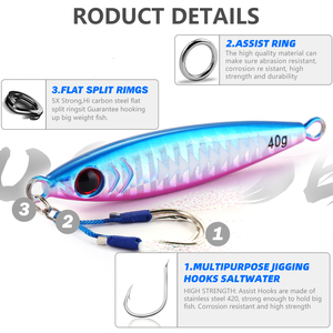 묵즈 20g-100g 메탈 지그 루어 3D 홀로그램 레이저 스킨 느린 침강 바닷물 낚시 미끼 참치 농어 버티컬 지깅용 - Product Image 6